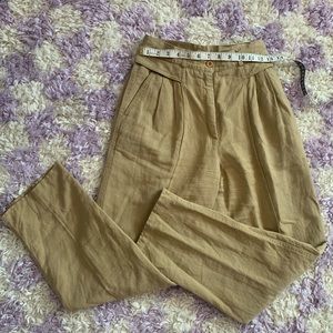 High waisted cotton khaki tan trousers size 2 xs